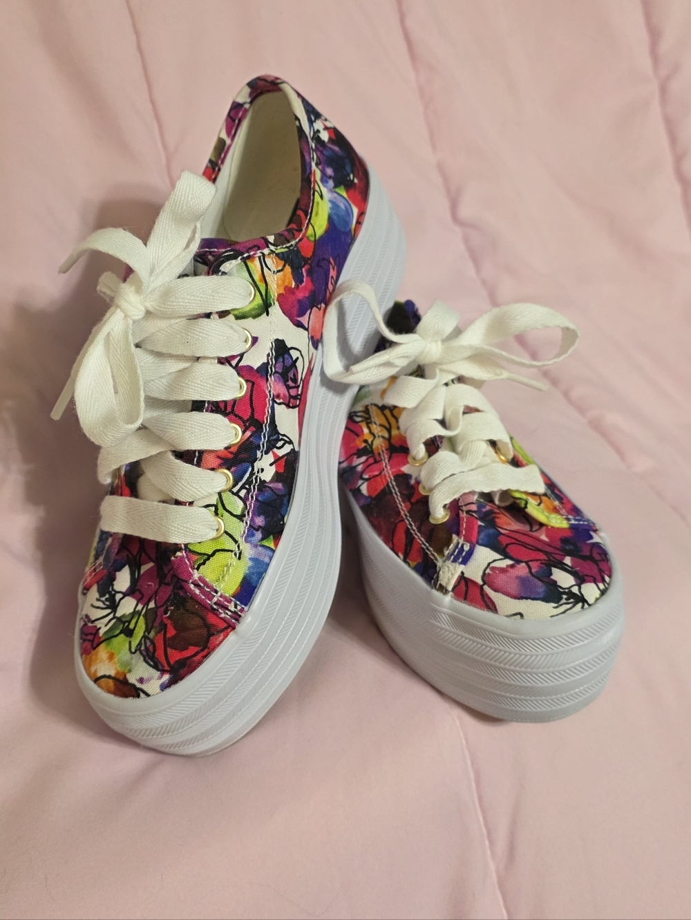 Keds Triple Up Floral Rifle Paper Platform 1.5" Size 5 Sneakers Like New!!